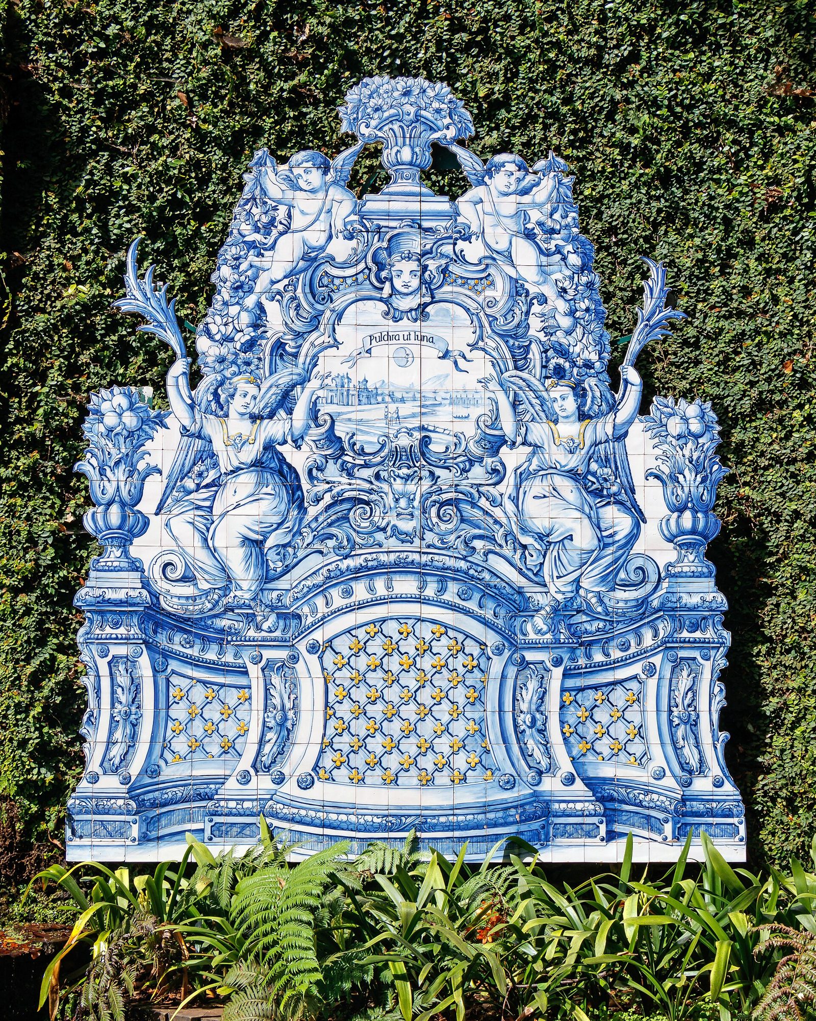 Ornamental pond and tiled terraces in the Monte Palace Tropical Garden