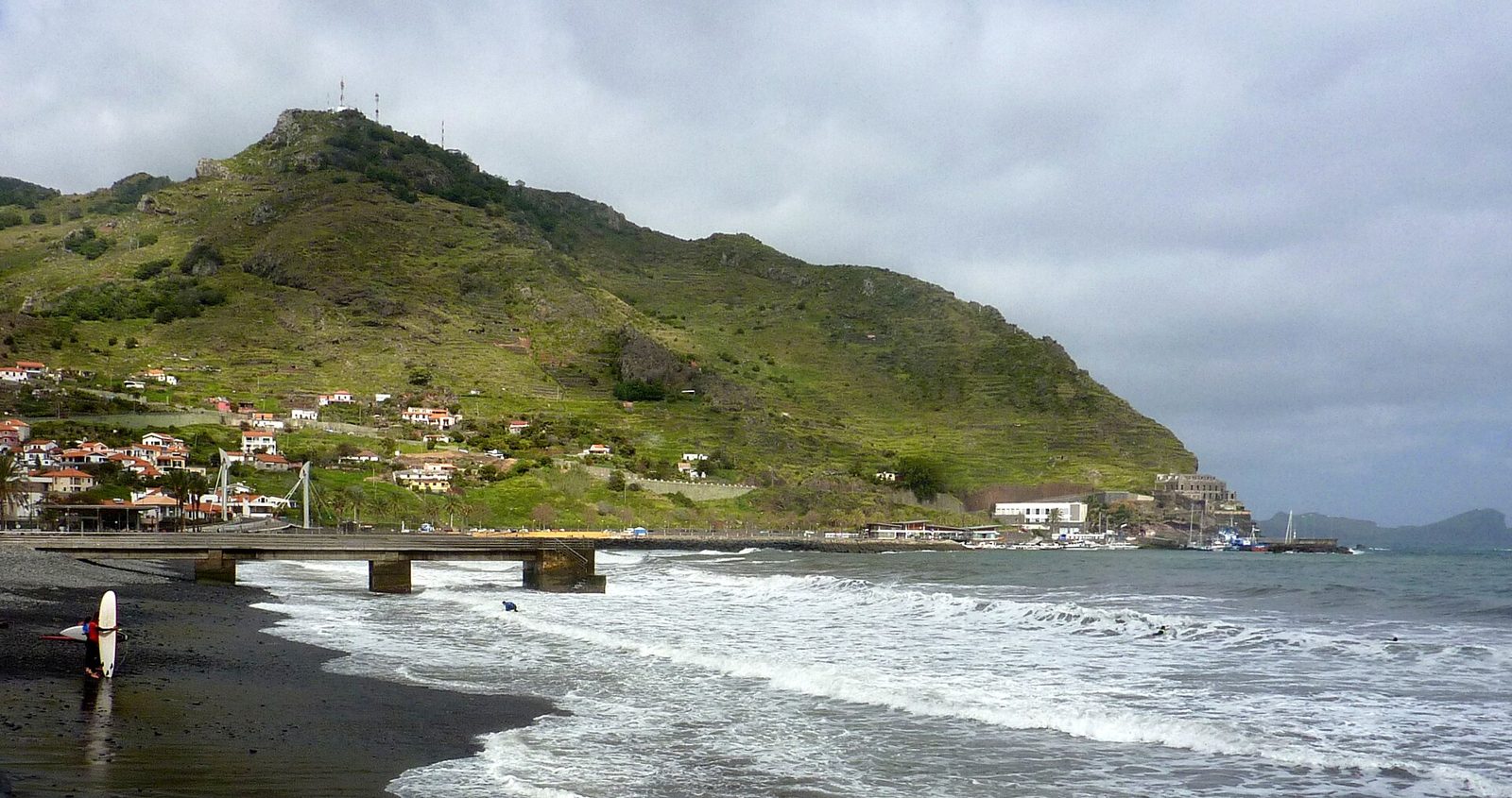 Golden sand beach in the sheltered bay at Machico
