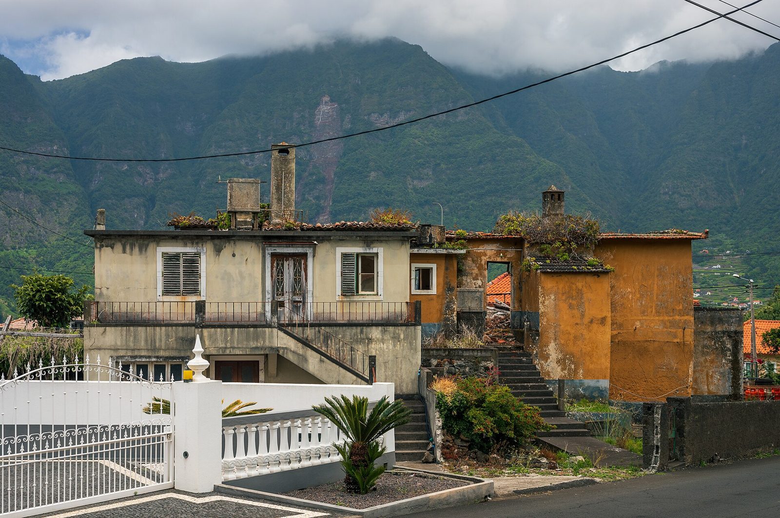 Whitewashed church and houses in the town of São Vicente