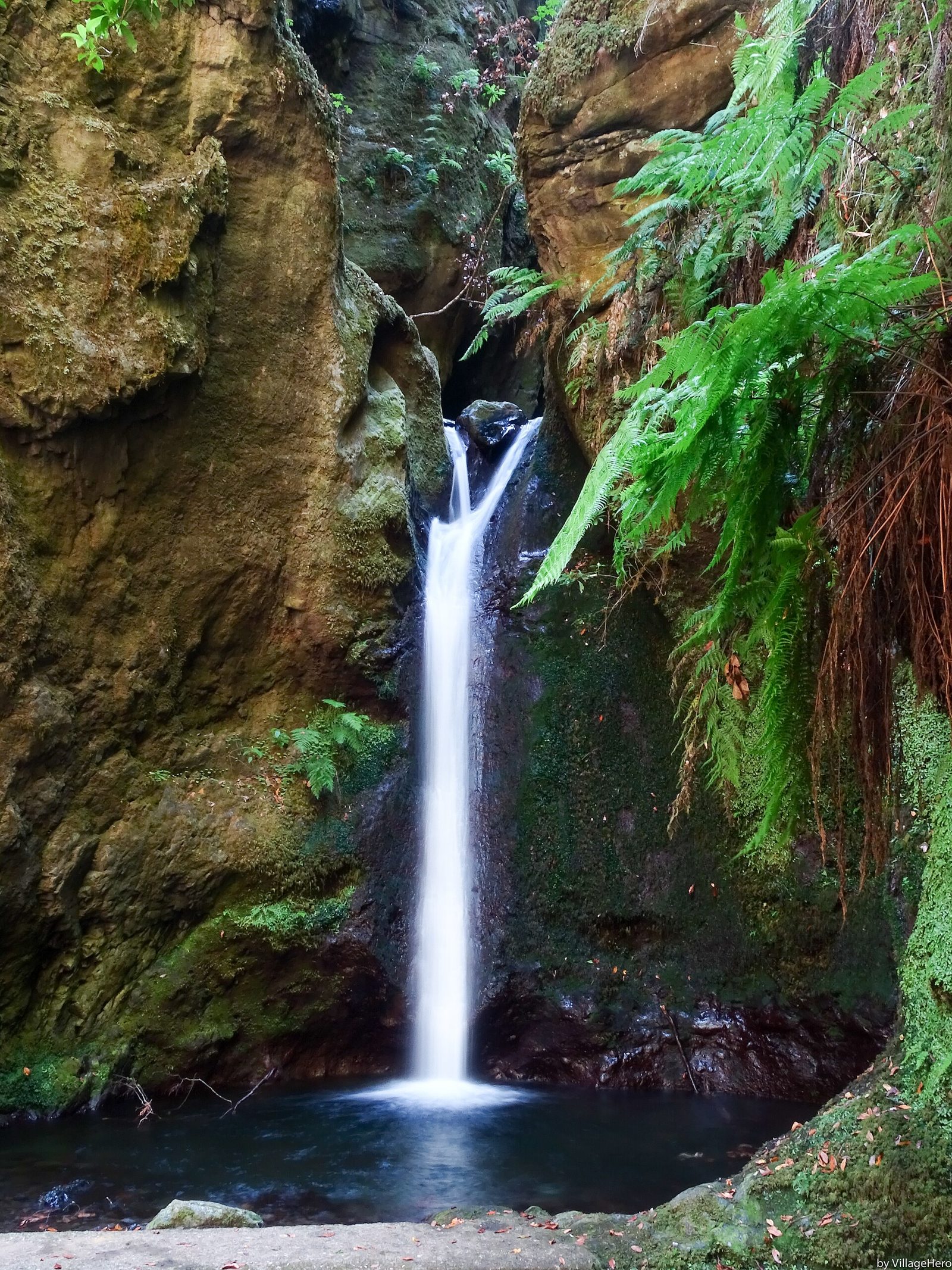 Narrow basalt gorge and levada channel at Caldeirão do Inferno