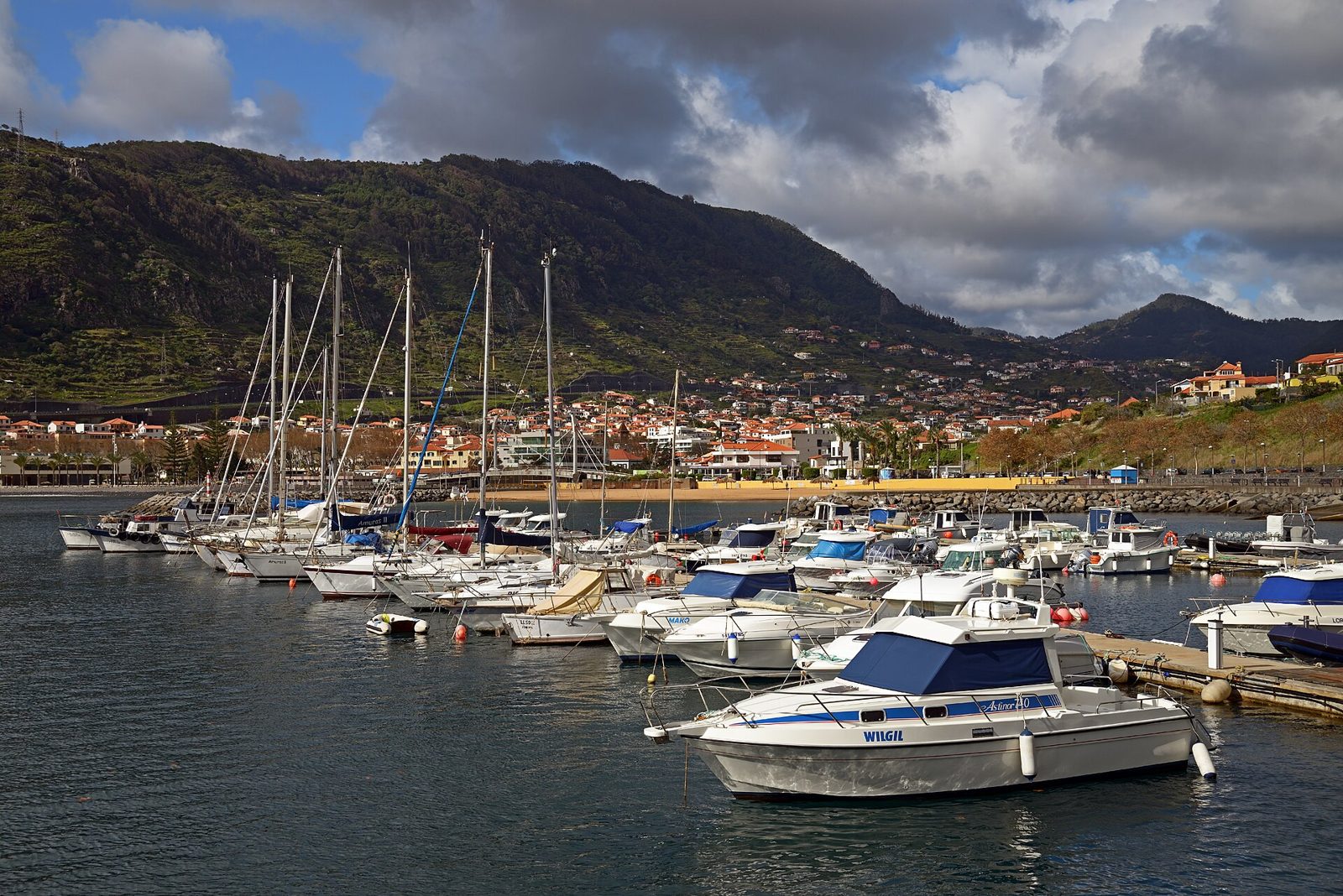 Machico bay and town seen from the hillside above