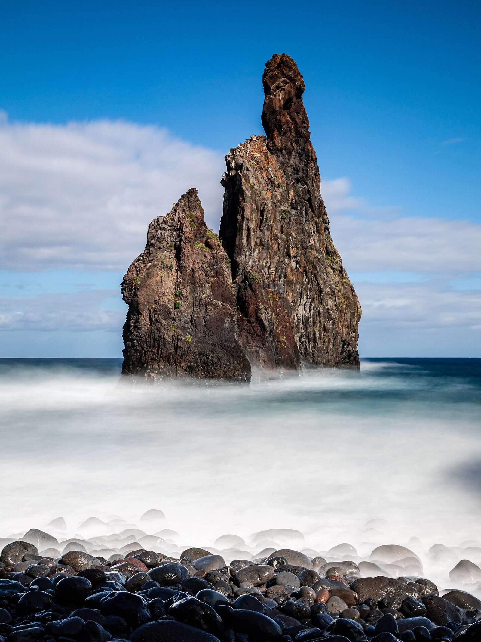 Basalt sea stacks off the shore at Ribeira da Janela