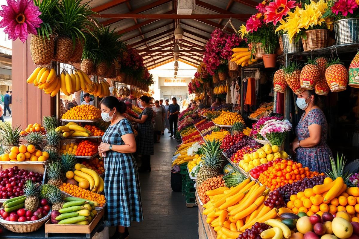 Fruit and flower stalls at Funchal's Mercado dos Lavradores